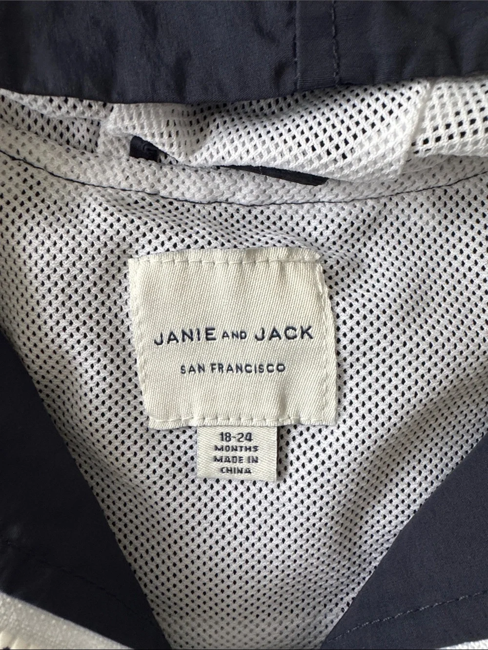 Janie and Jack Navy & Bright Blue Hooded Packable Rain Pullover